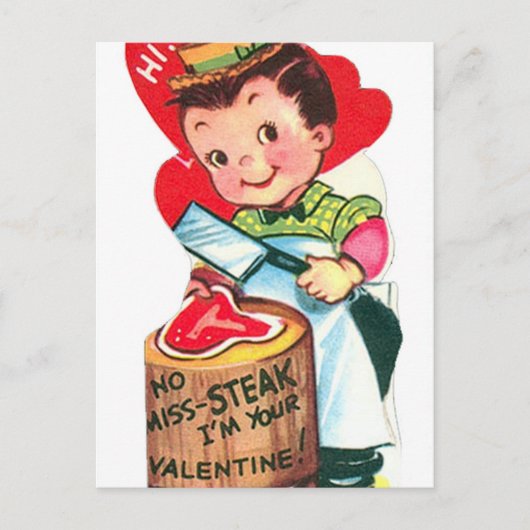 Retro  Valentijn butcher Holiday briefkaart (Voorkant)