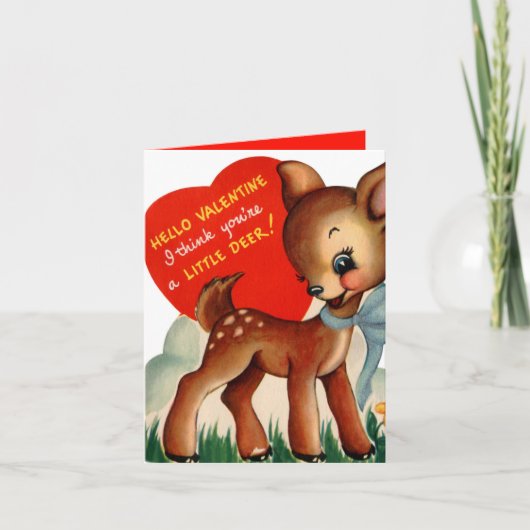 retro Valentijn hert voegt sentiment toe Feestdagen Kaart (Voorkant)