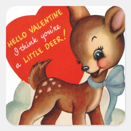 Retro  Valentijn Herten Vakantie sticker (Voorkant)