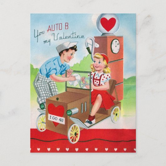 Retro  Valentijn Holiday briefkaart koppel (Voorkant)