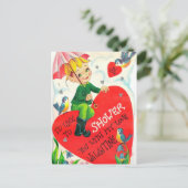 Retro  Valentijn Holiday Shower briefkaart (Staand voorkant)