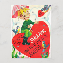 Retro  Valentijn Holiday Shower briefkaart