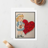 Retro Valentijn Kaart Notitiekaartje (Voorkant / Achterkant in situ)