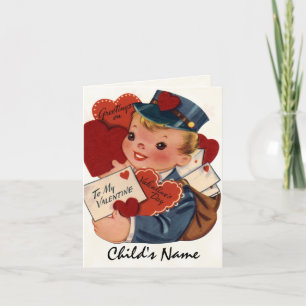 Retro Valentijn Kaart voor kinderen