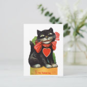 Retro Valentijn kat Briefkaart (Staand voorkant)