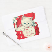 Retro  Valentijn kat Vakantie sticker (Envelop)