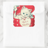 Retro  Valentijn kat Vakantie sticker (Tas)