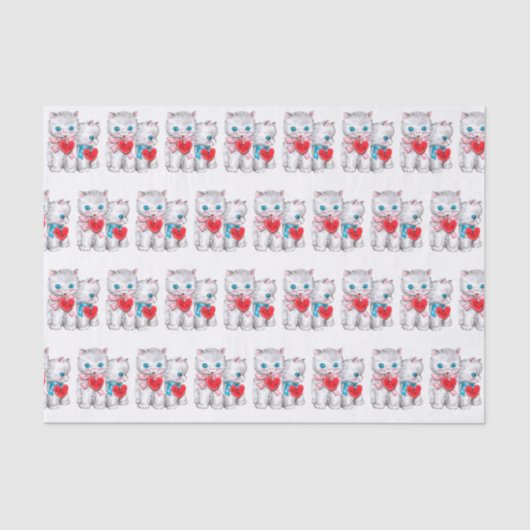 Retro Valentijn Katten Tissuepapier (Voorkant)