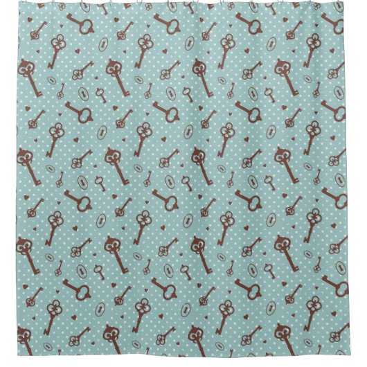 Retro Valentijn Keys Douchegordijn (Voorkant)