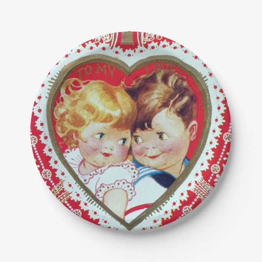 Retro  Valentijn kinder bord (Voorkant)