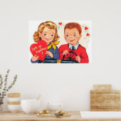 Retro  Valentijn kinder poster (Keuken)