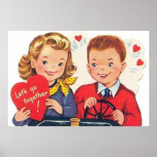 Retro  Valentijn kinder poster (Voorkant)