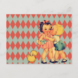 Retro Valentijn Kitsch Kinder Feestdagenkaart