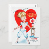 Retro Valentijn Lady briefkaart (Voorkant / Achterkant)