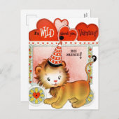 Retro  Valentijn leeuw briefkaart (Voorkant / Achterkant)