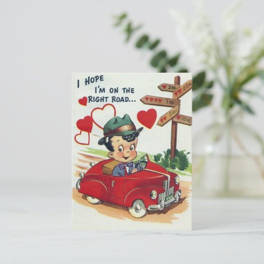 retro Valentijn man Feestdagenkaart (Staand voorkant)