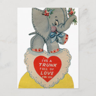 Retro  Valentijn olifant Holiday briefkaart