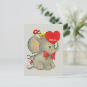 retro  Valentijn olifant mama Feestdagenkaart (Staand voorkant)