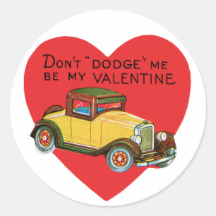 Retro Valentijn, ontwijk me niet, wees mijn Valent Ronde Sticker