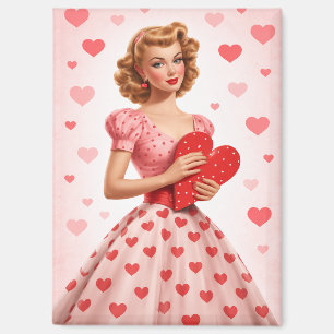 Retro Valentijn Pin-Up Meisje Magneet