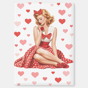 Retro Valentijn Pin-Up Meisje Retro Liefje Magneet