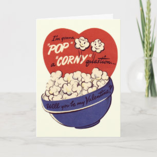 Retro Valentijn Popcorn - Valentijnse Wenskaart Feestdagen Kaart