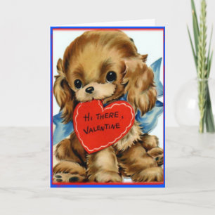 Retro Valentijn Puppy - Valentijnse Wenskaart Feestdagen Kaart