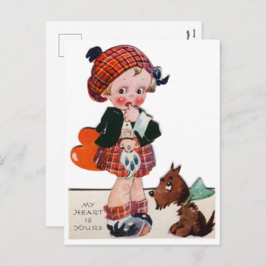 Retro Valentijn Schots briefkaart (Voorkant / Achterkant)