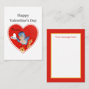 retro Valentijn vogel voegt bericht toe Notitiekaartje
