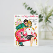 Retro  Valentijn vrouw briefkaart vakantie (Staand voorkant)