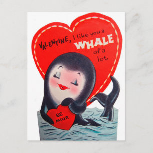 Retro Valentijn walvis Vakantiek briefkaart