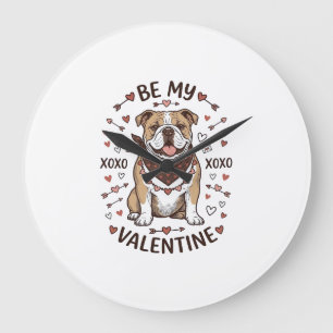 Retro Valentijns Bulldog XOXO Shirt Ontwerp_1 Grote Klok