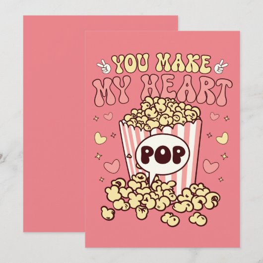 Retro Valentijns Popcorn  Feestdagenkaart (Voorkant / Achterkant)