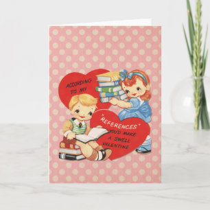 Retro Valentijnsdag Cute Kinder Books Roze Stippen Feestdagen Kaart