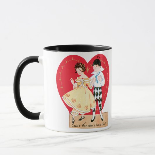 Retro Valentijnsdag,  harlekijn en hart Mok (Links)