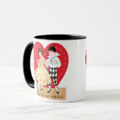 Retro Valentijnsdag,  harlekijn en hart Mok (Voorkant links)
