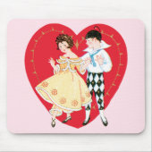 Retro Valentijnsdag, harlekijn en hart Muismat (Voorkant)