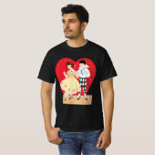 Retro Valentijnsdag,  harlekijn en hart T-shirt (Voorkant volledig)