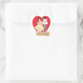 Retro Valentijnsdag, harlekijn en hart Vierkante Sticker (Tas)