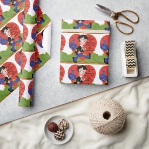 Retro Valentijnsdag, Hobo Boy Hart Cadeaupapier