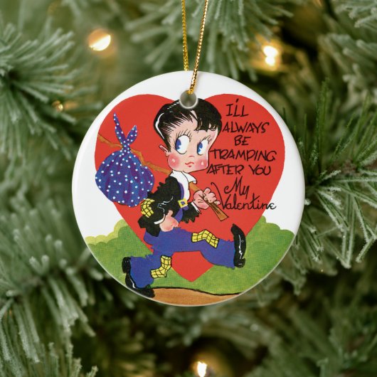 Retro Valentijnsdag, Hobo Boy Hart Keramisch Ornament (Boom)