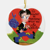 Retro Valentijnsdag, Hobo Boy Hart Keramisch Ornament (Voorkant)