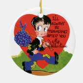 Retro Valentijnsdag, Hobo Boy Hart Keramisch Ornament (Achterkant)