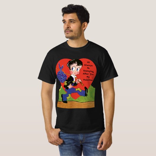 Retro Valentijnsdag, Hobo Boy Hart T-shirt (Voorkant volledig)