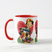 Retro Valentijnsdag,  jongen op een scooter Mok (Links)