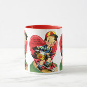 Retro Valentijnsdag,  jongen op een scooter Mok (Midden)