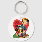 Retro Valentijnsdag,  jongen op een scooter Sleutelhanger (Achterkant)