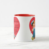  retro Valentijnsdag, jongen Vist harten Mok (Midden)