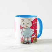 Retro Valentijnsdag Kat Eating Ice Cream Mok (Voorkant rechts)