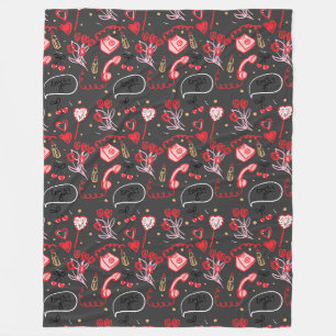 Retro Valentijnsdag Liefde Doodles Fleece Deken